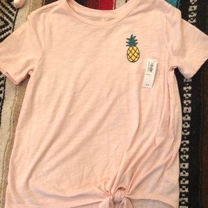 Girls Peach color top with pineapple embroidered